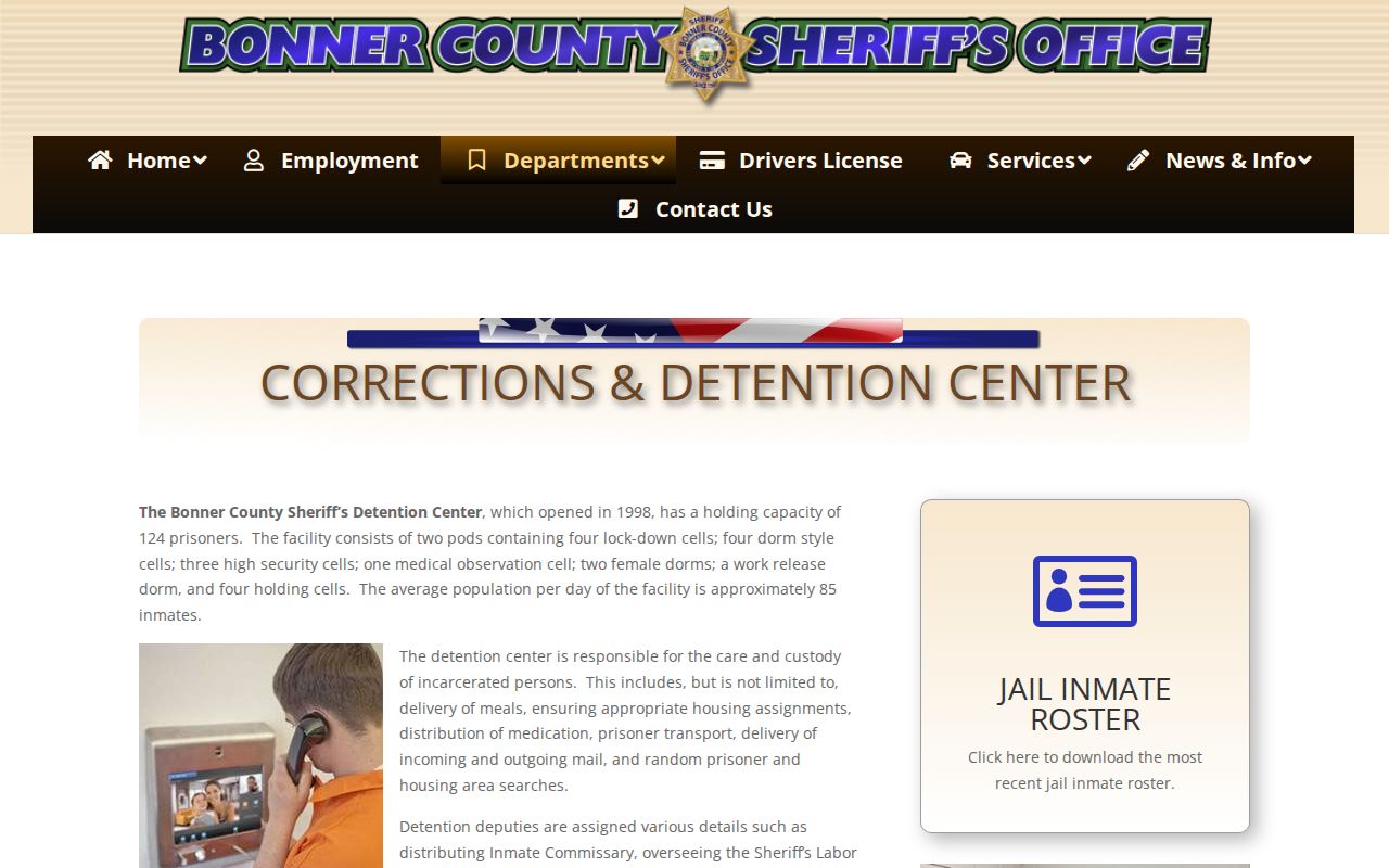 Bonner County Sheriff’s Detention Center release and roster information